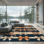 Orange and Cream Bow Stripes Rug