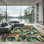 Jungle Cats Green Tiger Composition Rug