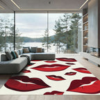 Bold Crimson Floating Lips Graphic Rug