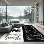 Black and White Feline Collection Rug