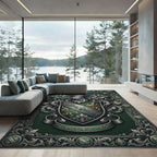 Emerald Green Royal Crest Shield Rug
