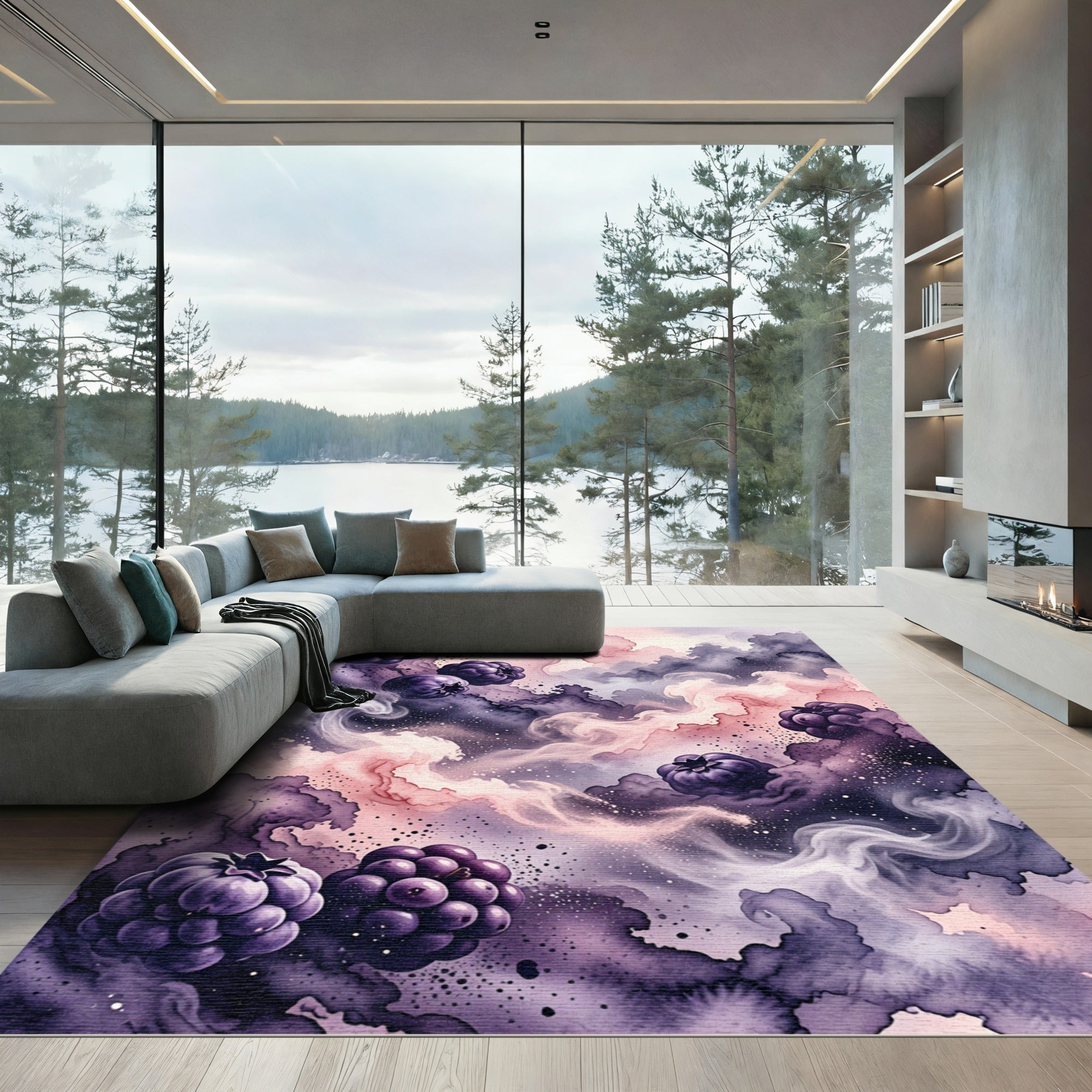 Ethereal Amethyst Berry Smoke Swirl Rug
