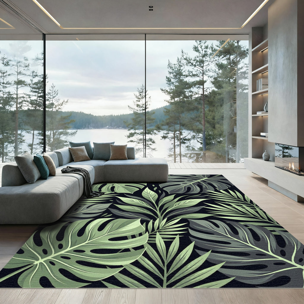 Verdant Monstera Fern Jungle Canopy Rug