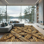 Golden Wheat Weave Diagonal Rug