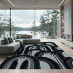 Art Deco Black Arch Overlapping Rug
