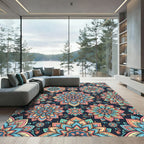 Vibrant Pastel Lotus Floral Mandala Rug