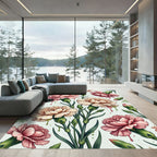 Blushing Carnation Floral Watercolor Aesthetic Rug