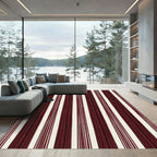 Deep Red Vertical Stripe Accent Rug