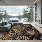 Golden Leopard Medallion Sun Rug