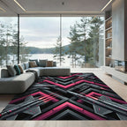 Cyber Jet Fighter Geometric Neon Composition Rug