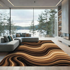 Brown Gradient Flowing Waves Rug
