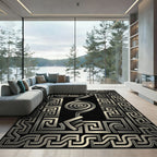 Metallic Greek Key Swirl Statement Rug