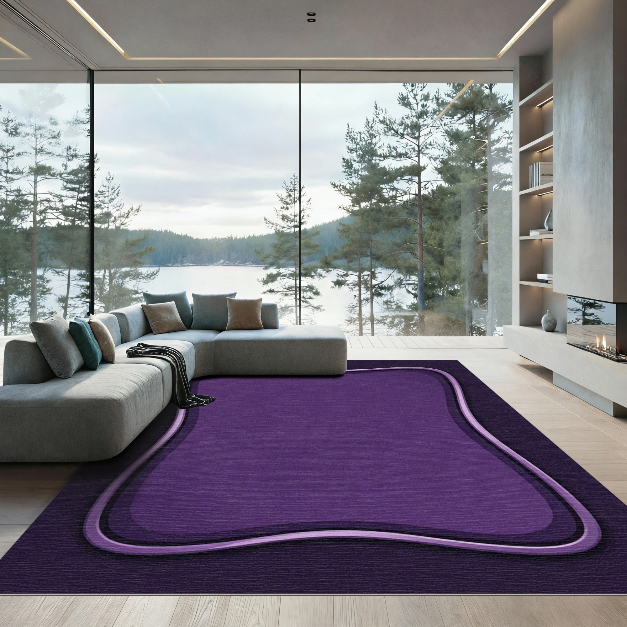 Deep Purple Organic Contour Rug