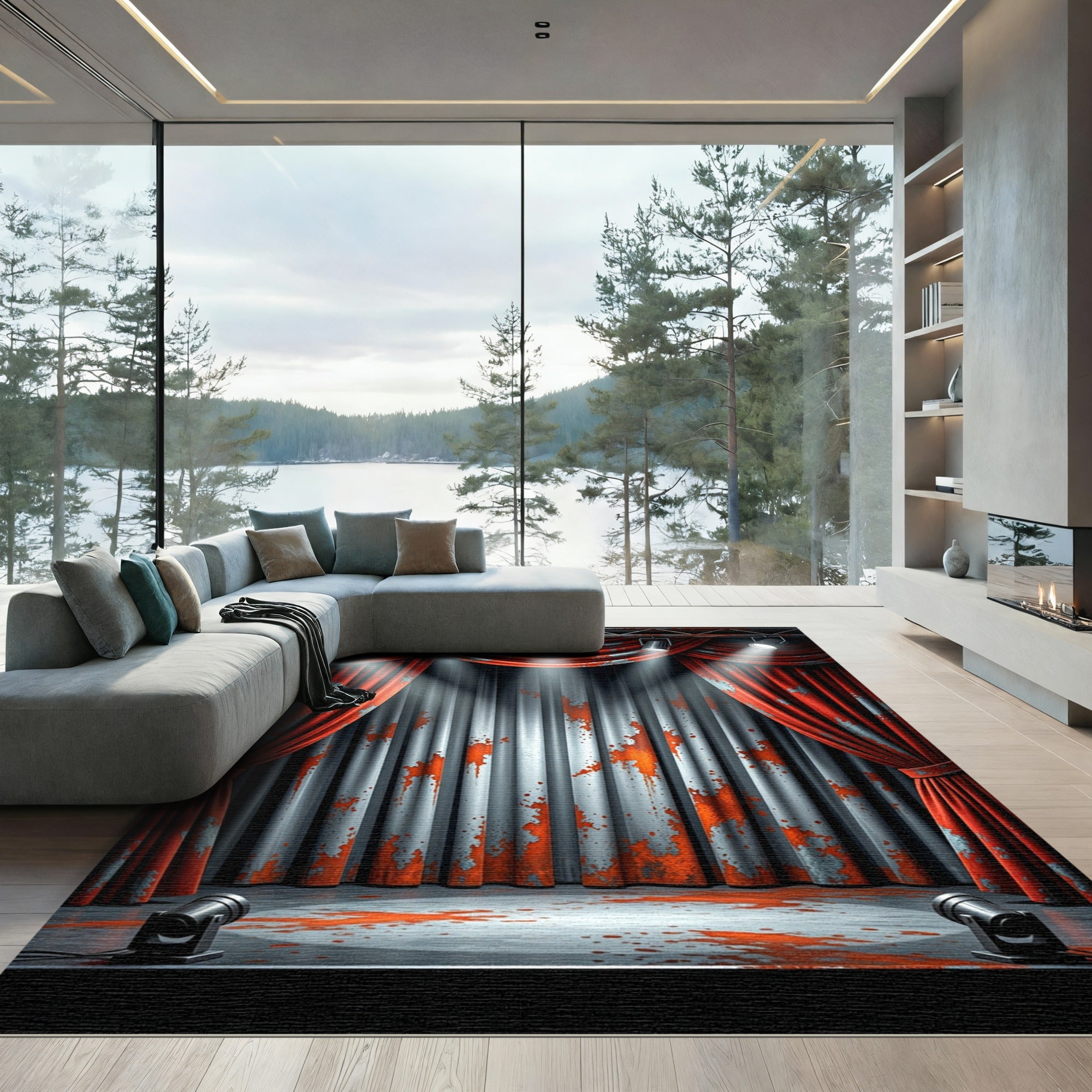 Crimson Splatter Stage Curtains Rug