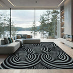 Monochromatic Swirl Optical Illusion Rug