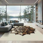 Sepia Tone Antique Floral Symmetry Rug