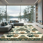 Earth Tone Geometric Paw Animal Rug