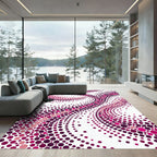 Crimson Pink Dot Gradient Swirl Rug