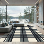 Classic Black Gray Plaid Weave Rug