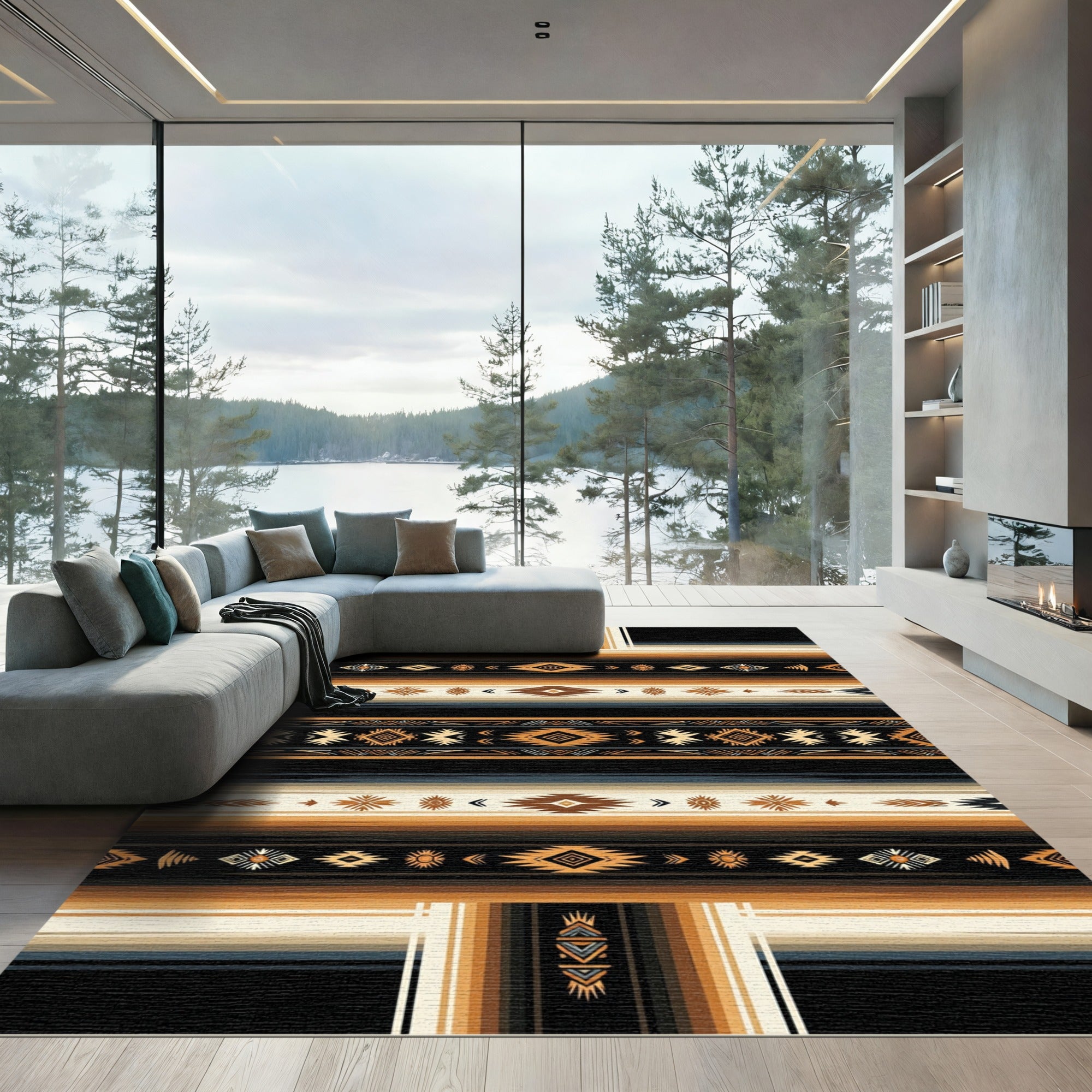Earthy Tones Tribal Stripe Rug