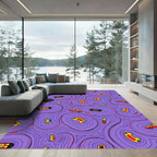 Purple Retro Cars and Skateboards Rug