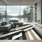 Modern Geometric Tonal Striped Art Rug