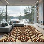 Geometric Bronze Diamond Chain Link Rug