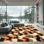 Terracotta Cream Cubist Architecture Rug