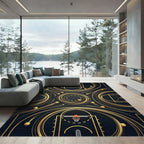 Golden Basketball Swirl Athletic Court Rug