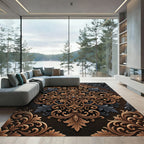 Elegant Ornate Baroque Gold Scroll Rug