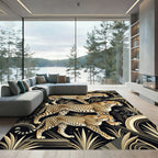 Safari Cheetahs Black Gold Contemporary Art Rug