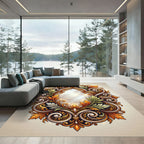 Ornate Gold and Black Acanthus Leaf Garland Rug