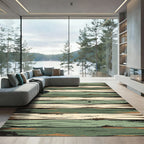 Rustic Sage and Cream Striped Wood Rug