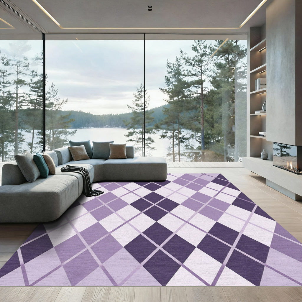 Sophisticated Purple Geometric Argyle Rug