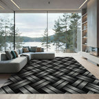 Metallic Silver Interwoven Woven Basketweave Rug
