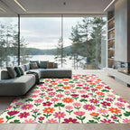 Bright Floral Meadow With Clover Accents Rug