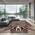 Art Deco Pink Gold Heart Burst Rug