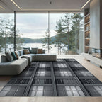 Modern Metallic Grid Window Panels Rug