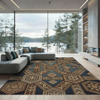 Geometric Hexagon Medallion Earthy Bronze Rug