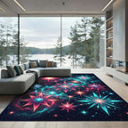 Cosmic Neon Celestial Star Nebula Rug