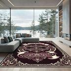 Ornate Crimson Floral Scroll Rug
