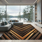 Wooden Chevron Stripe Grain Rug