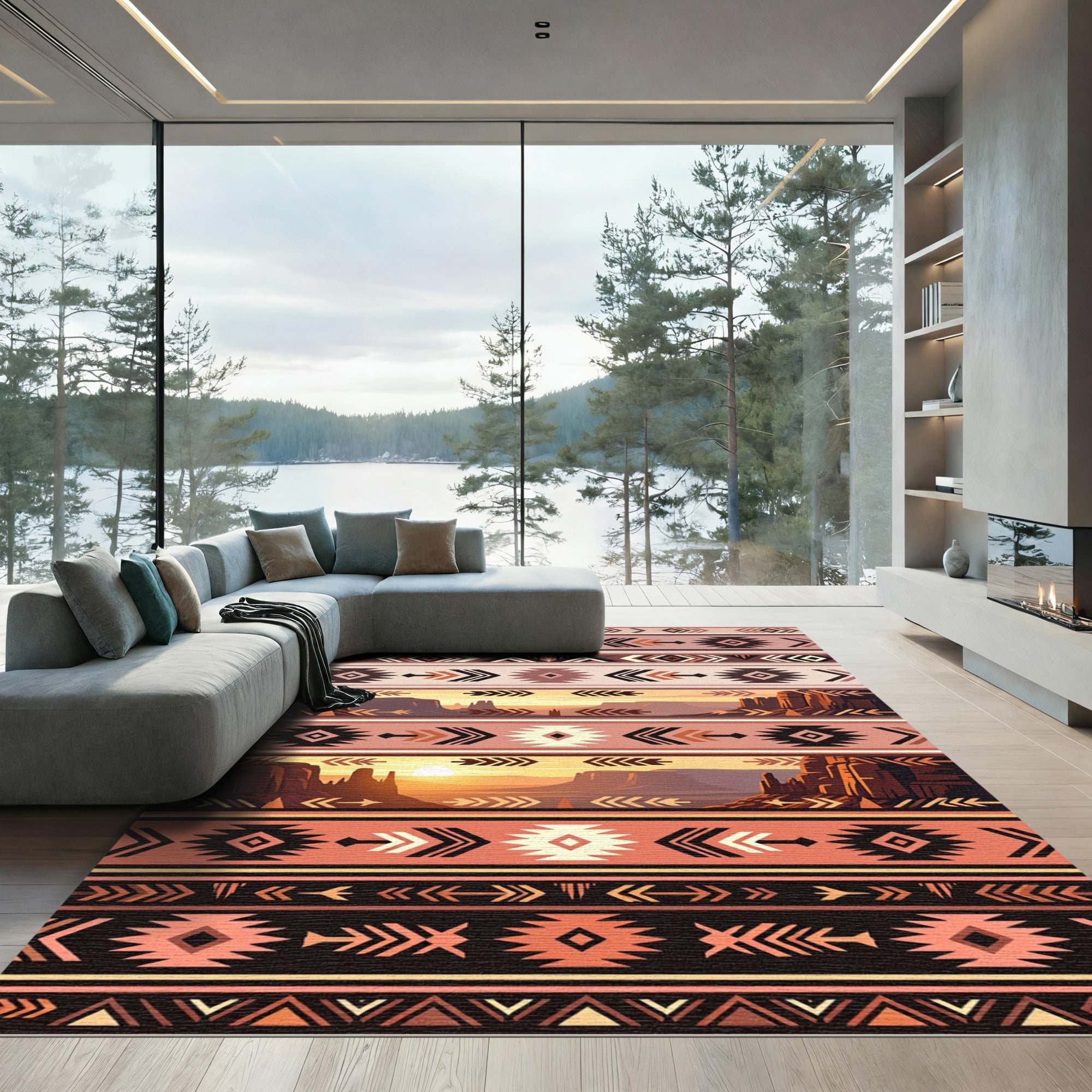 Southwest Sunset Tribal Geometric Rug