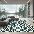 Dark Emerald Geometric Lattice Grid Rug
