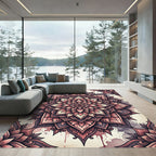 Dusty Rose Floral Mandala Medallion Rug