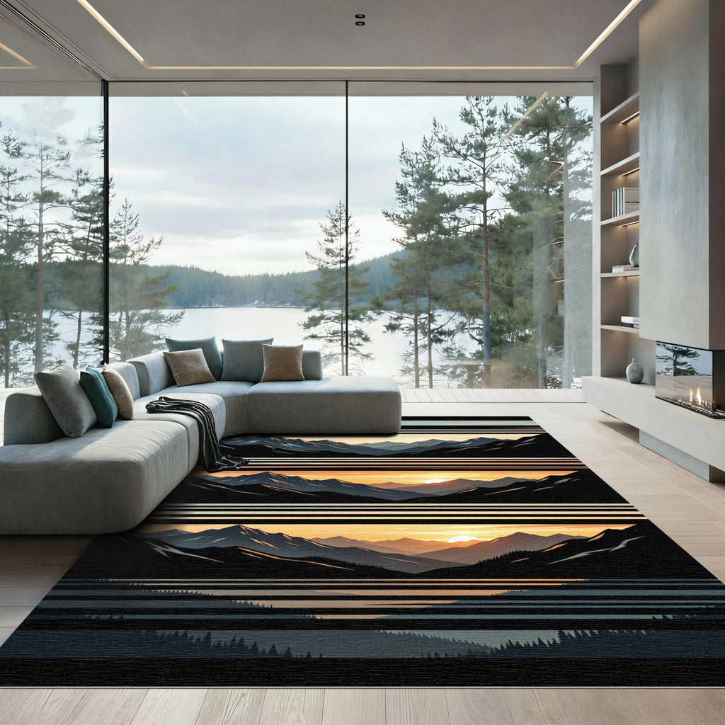 Mountain Sunset Landscape Horizon Rug