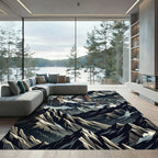 Dramatic Gray Mountain Peaks Rug