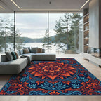 Abstract Mandala Bloom With Foliage Rug