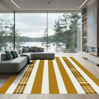 Golden Ochre Striped Tweed Textile Rug