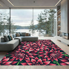 Vibrant Hot Pink Dhalia Floral Garden Rug